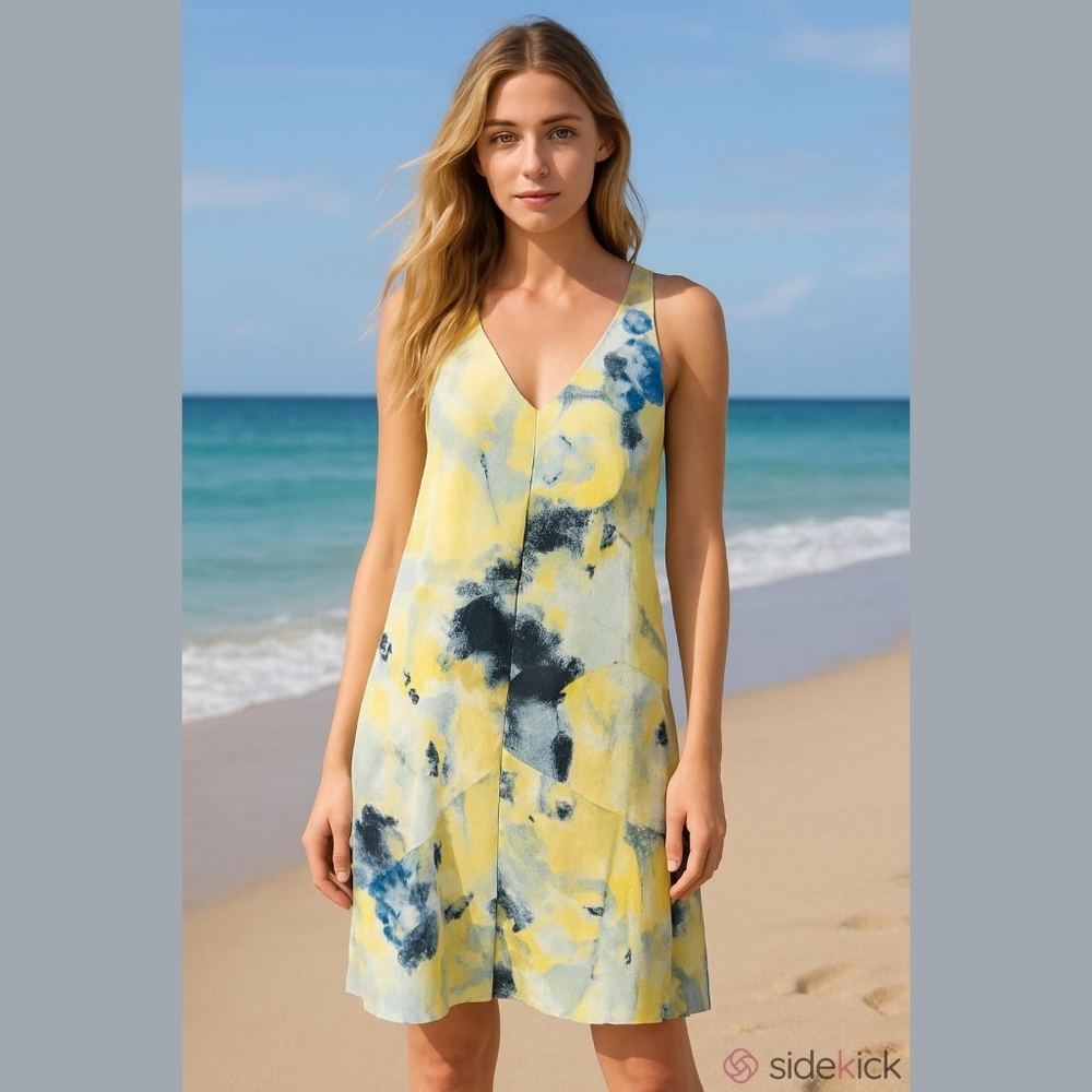 MarlaWynne Dress in Blue, Yellow, and White